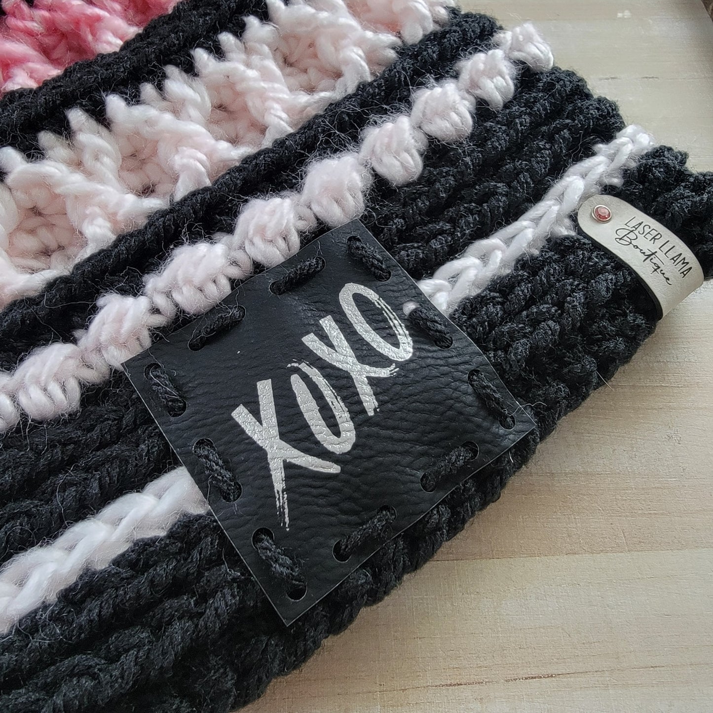Adorable Strawberry Cream XOXO Adult/Teen Size Valentine's/Galentine's Crochet Beanie