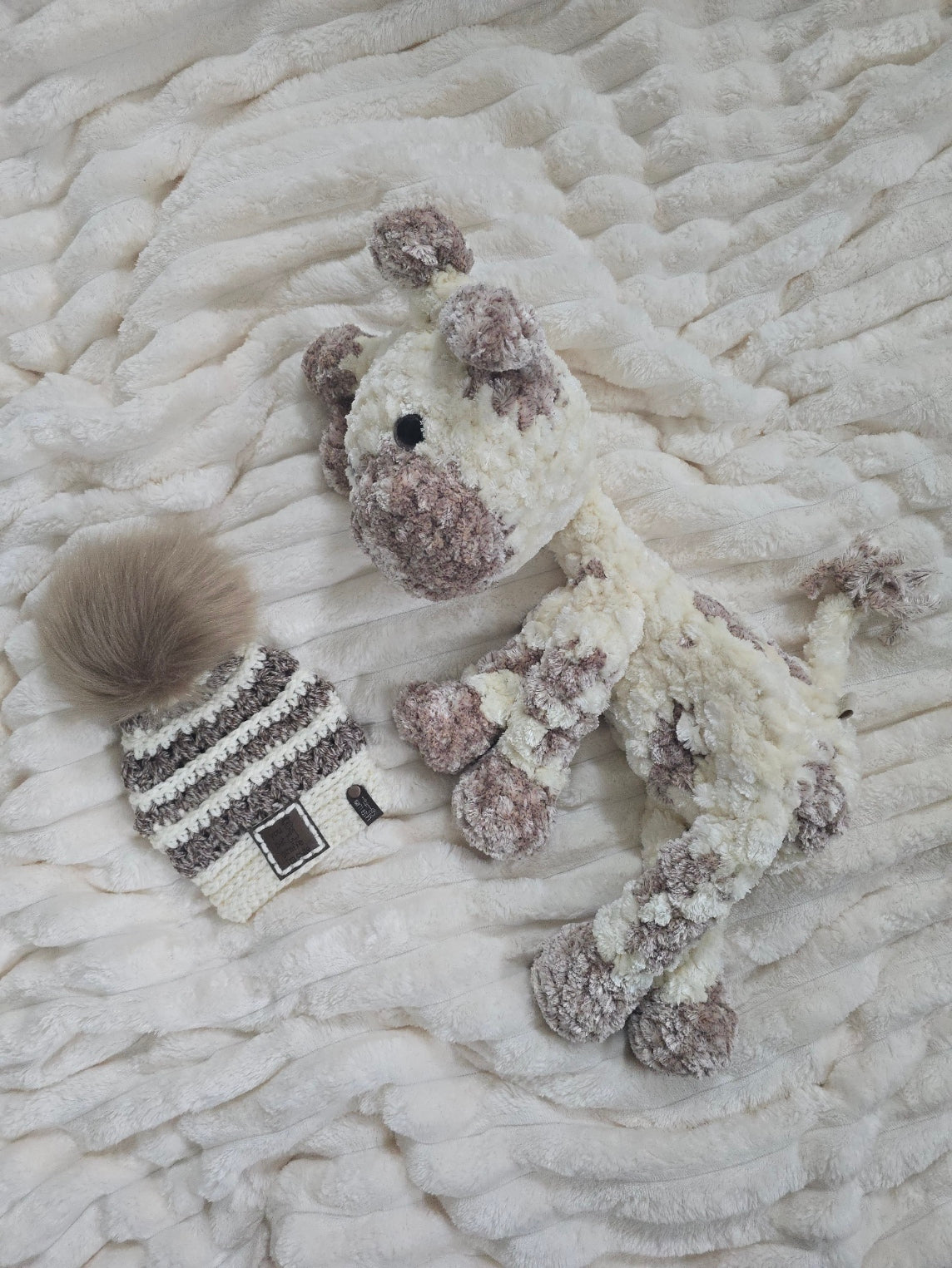 Sweet Safari Dreams Baby Gift Set - Crochet Giraffe Lovey & Beanie (0-3 Months)