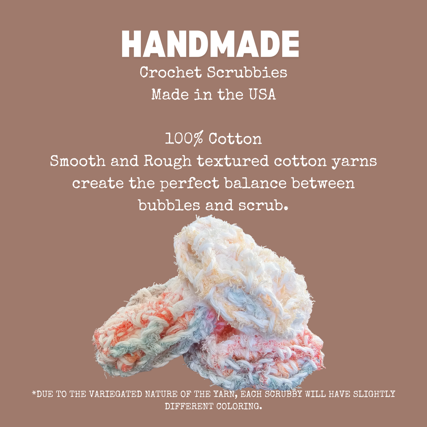 Roll & Scrub 100% Cotton Handmade Dish Scrubber~Reusable~Washable