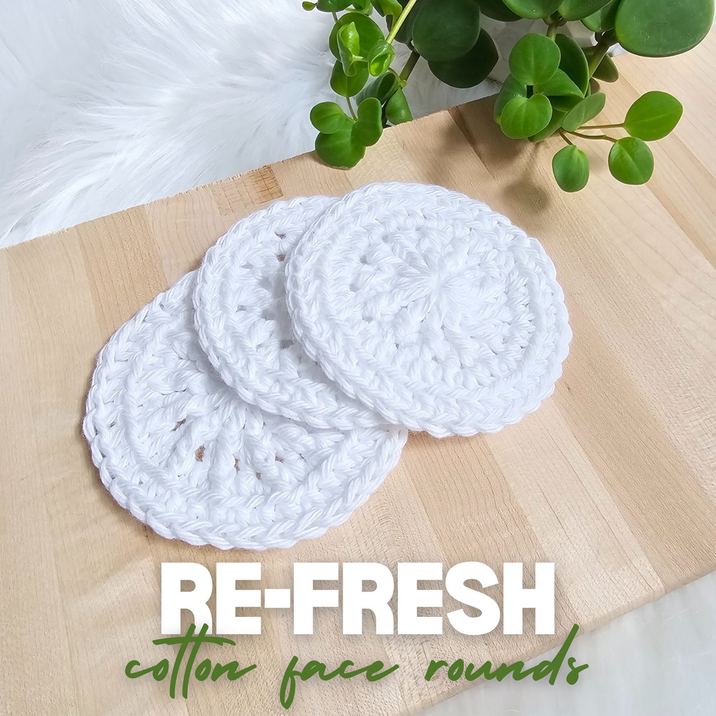 Handmade 100% Cotton Face Rounds (Pack of 3) ~ Reusable