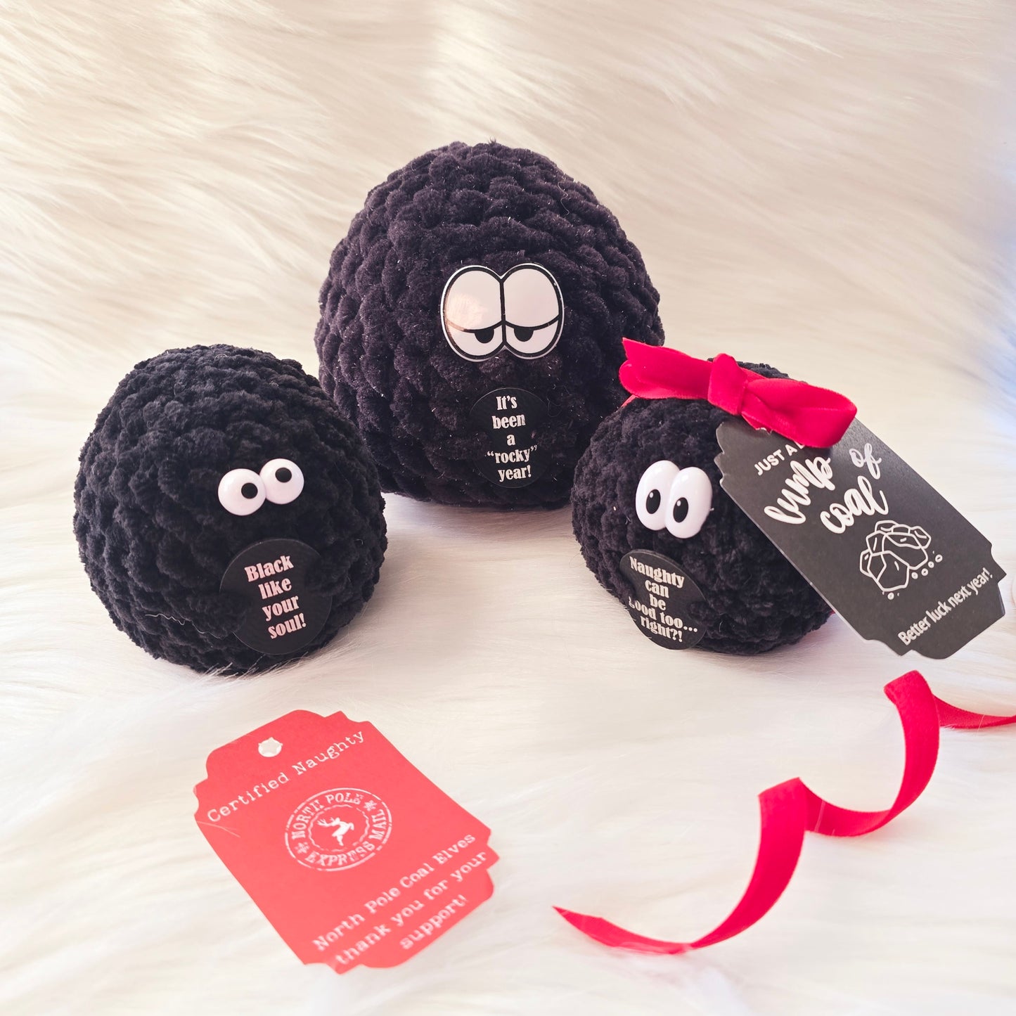 Crochet Lump of Coal ~ Perfect Naughty List Gag Gift ~ Crochet Stress Ball with Attitude