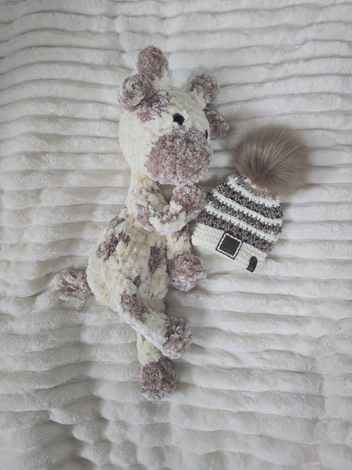 Sweet Safari Dreams Baby Gift Set - Crochet Giraffe Lovey &amp; Beanie (0-3 Months)