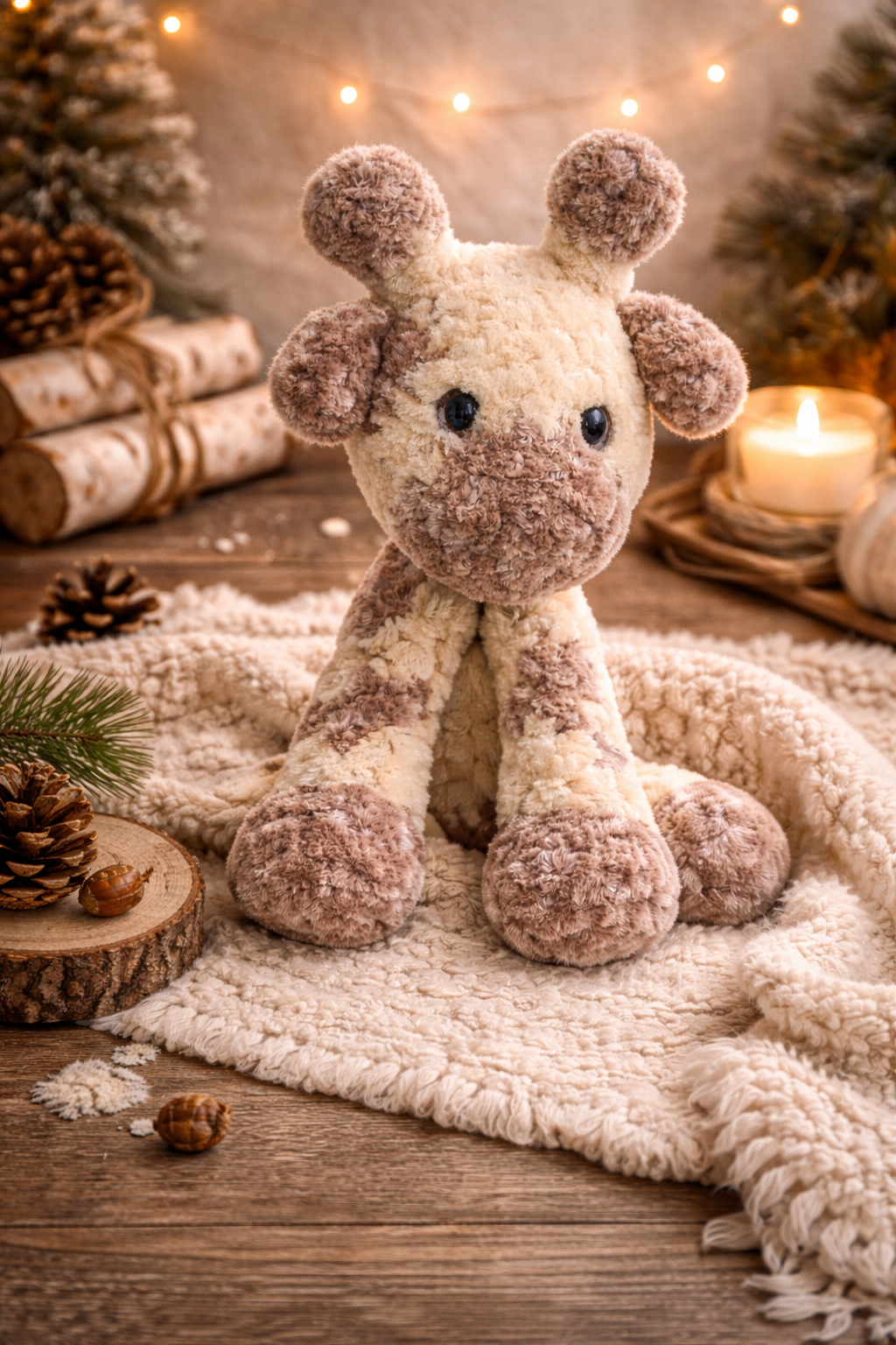 Sweet Safari Dreams Baby Gift Set - Crochet Giraffe Lovey &amp; Beanie (0-3 Months)